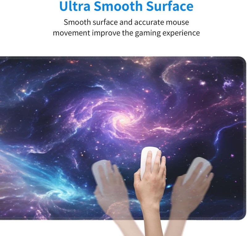 Brecoy Gaming Mouse Pad Desk Pad,Extended Big Mouse Pad,31.5x11.8 Inch Long Computer Keyboard Mouse Mat Mousepad with 3mm Non-Slip Base and Stitched Edge for Gaming and Office… (Nebula) - Image 5